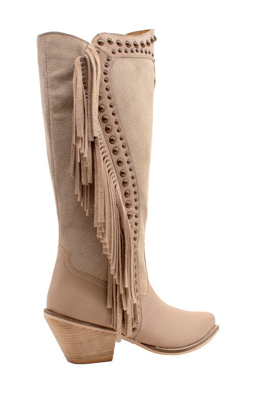 Volatile Palomino Fringe Knee High Western Boot In Brown