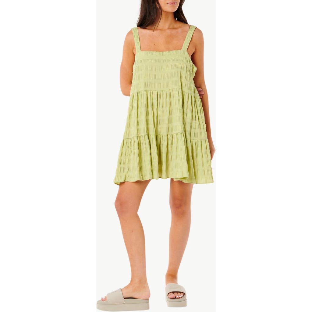 Rip Curl Cala Nights Seersucker Tiered Sundress In Sage