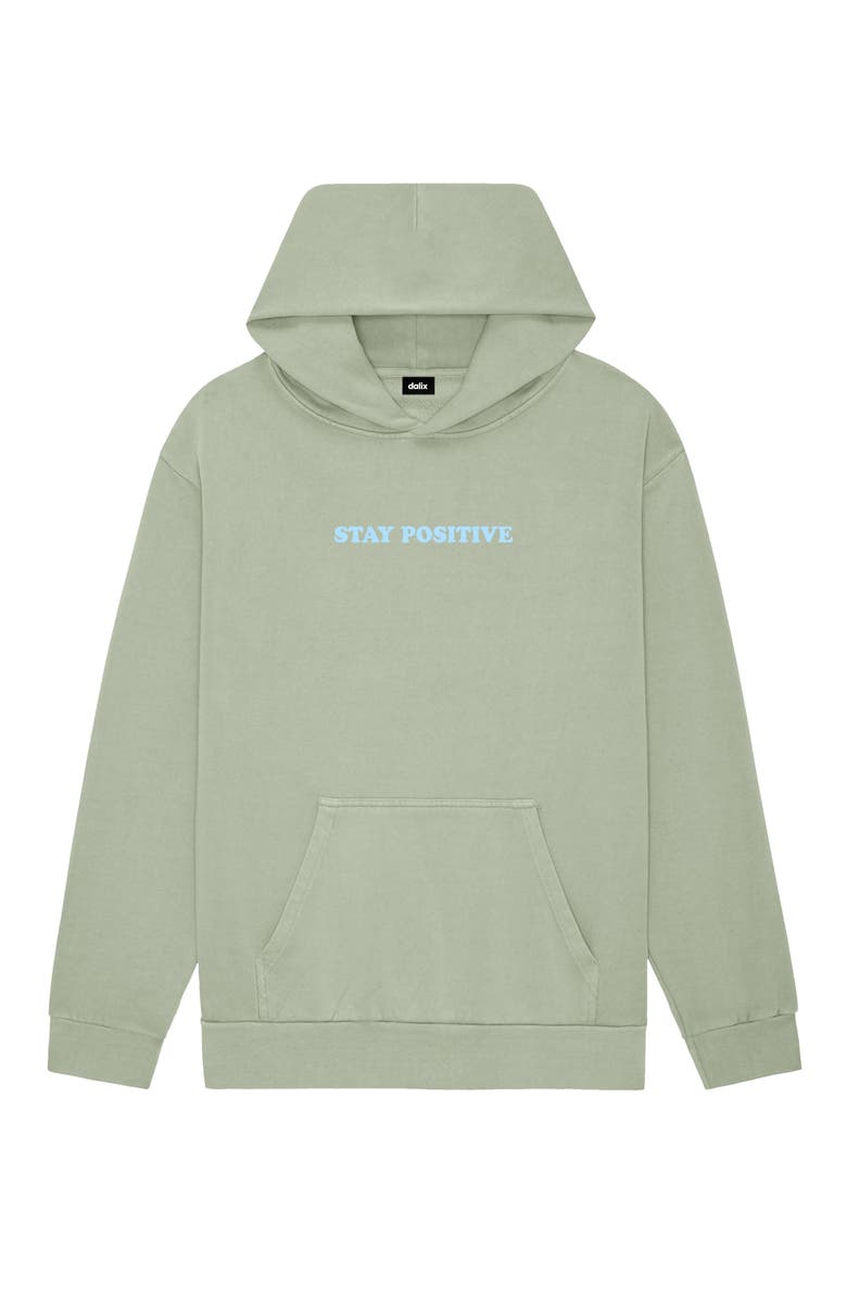 Dalix Womens Stay Positive Relaxed Hoodie, Main, color, Oil Green