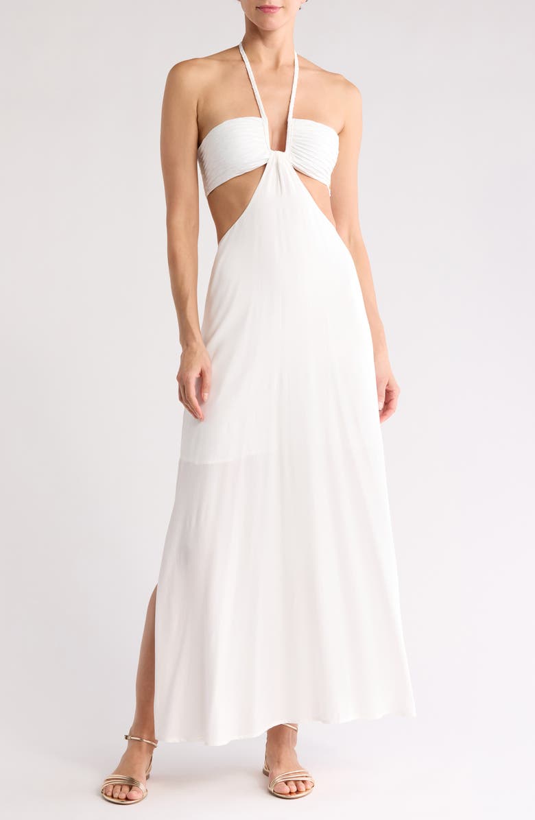BOAMAR Lazuli Halter Neck Maxi Dress, Main, color, Optic White
