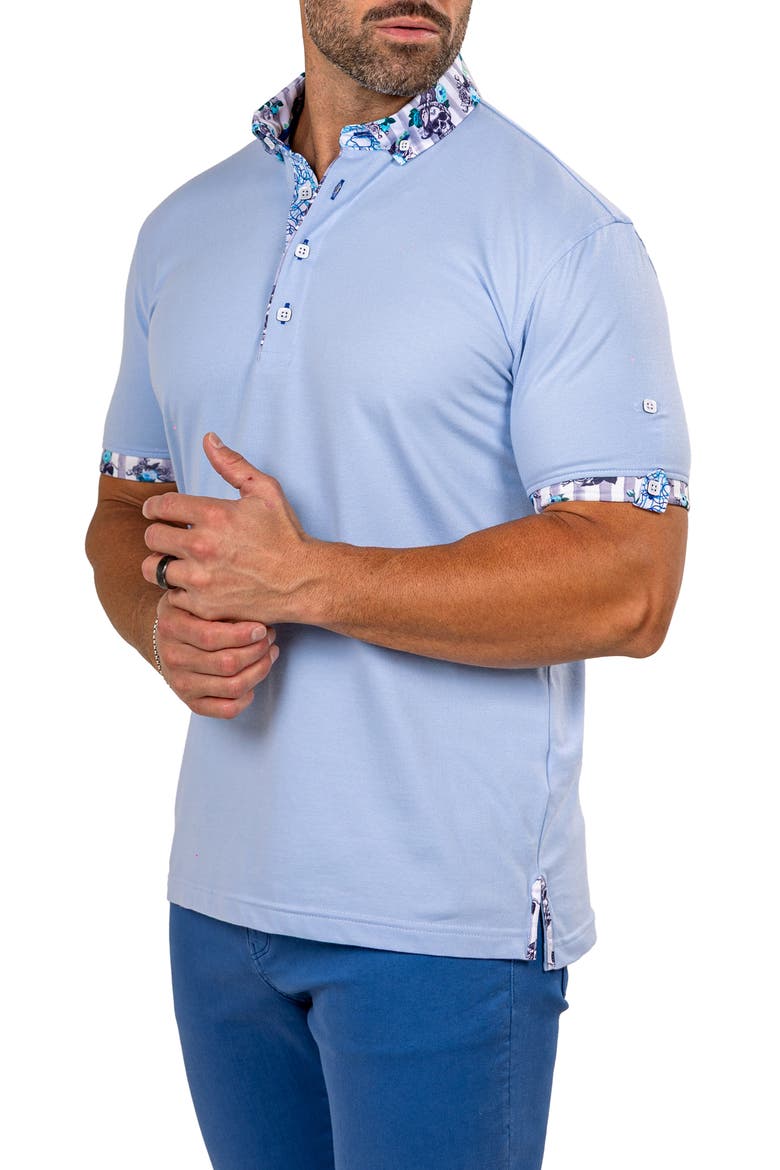 Newton Marthyr0026 Blue Button-Down Piqué Polo, Alternate, color, BLUE