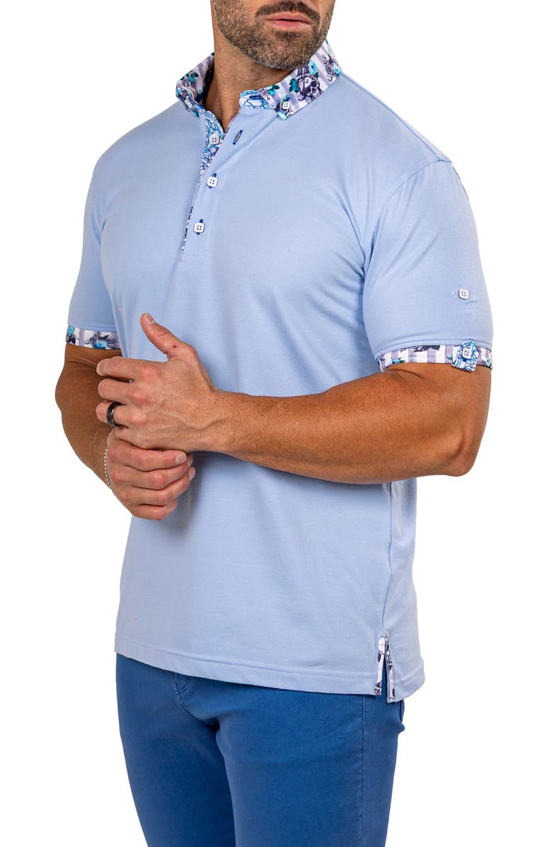 Maceoo Newton Marthyr0026 Blue Button-Down Piqué Polo, Alternate, color, Blue