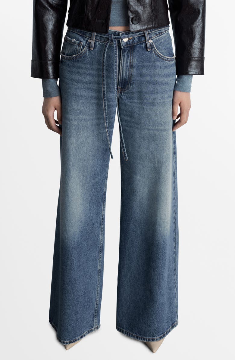 MANGO Olivia Tie Waist Wide Leg Jeans, Main, color,