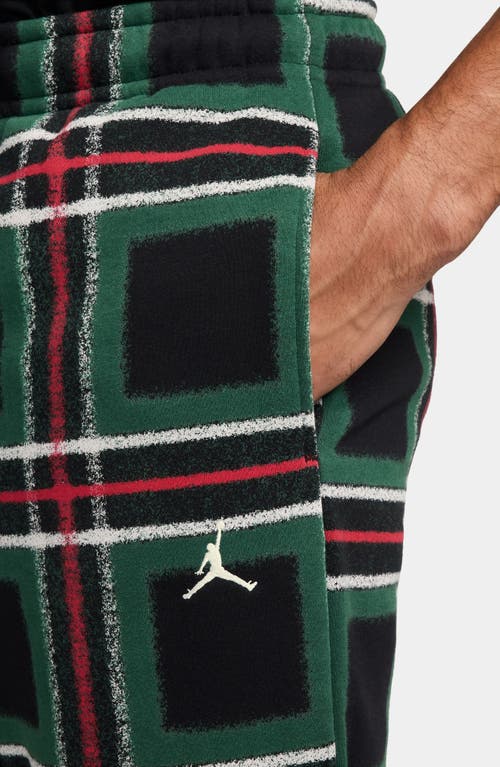 Shop Jordan Plaid Fleece Joggers In Black/sail