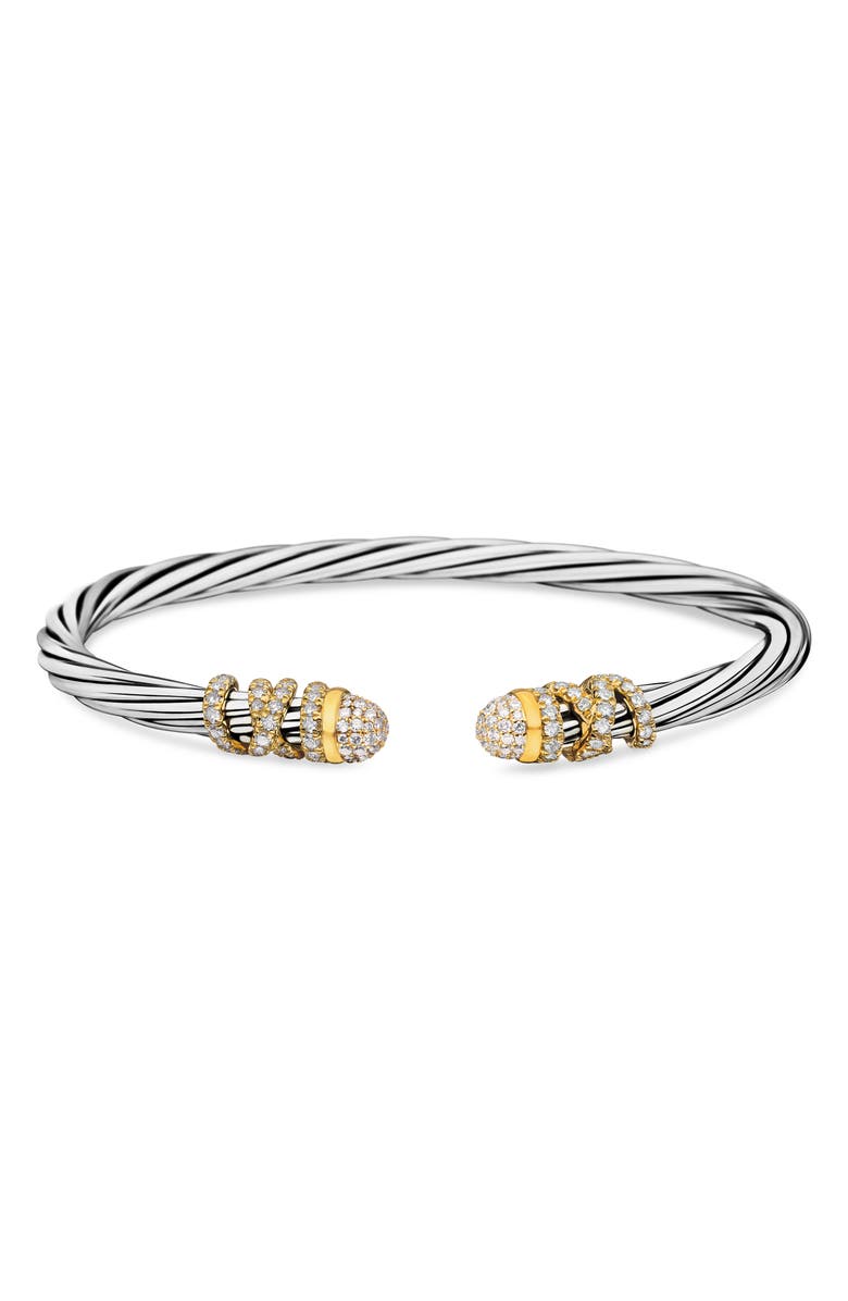 David Yurman Helena Bracelet in Sterling Silver with 18K Gold & Diamonds, 4mm, Alternate, color, Gold/ Silver/ Diamond
