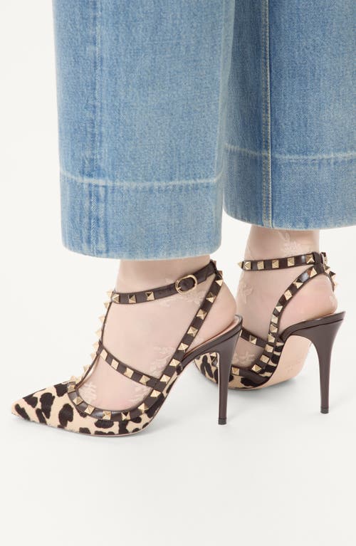 Valentino Garavani Rockstud Genuine Calf Hair T-strap Pump