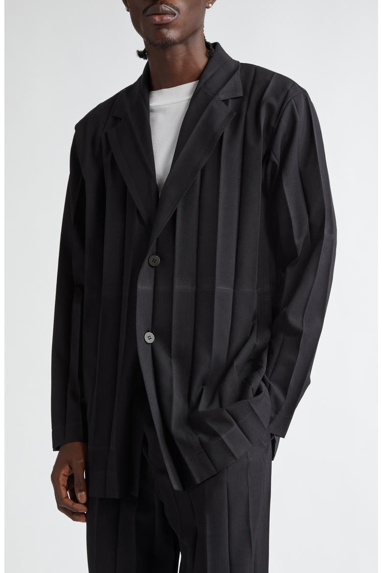 Edge Ensemble Pleated Single Breasted Blazer, Alternate, color, BLACK