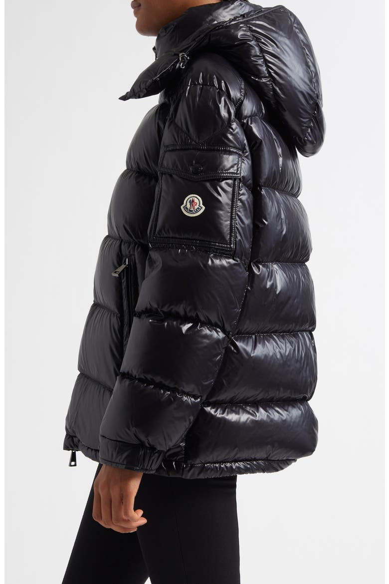 Maire Hooded Short Down Puffer Jacket, Alternate, color, BLACK/BLACK