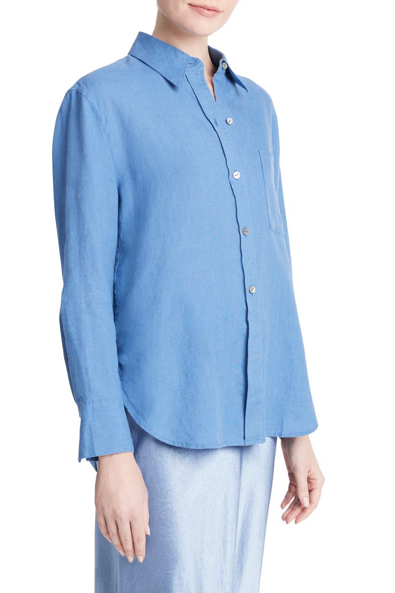 Easy Linen Button-Up Shirt, Alternate, color, CADET BLUE