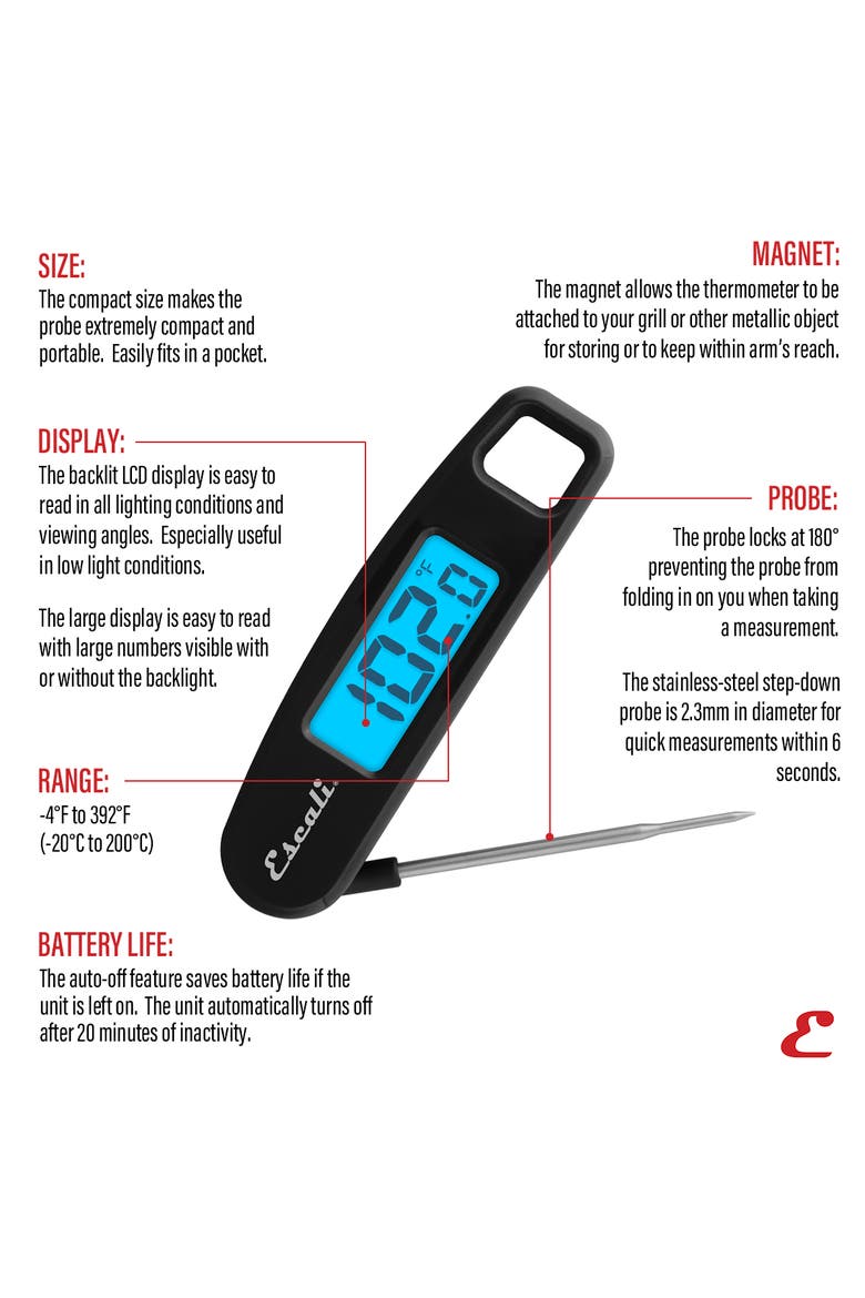 Compact Folding Digital Thermometer, Alternate, color, Black