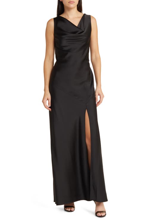 The Lea Cowl Neck Satin Gown