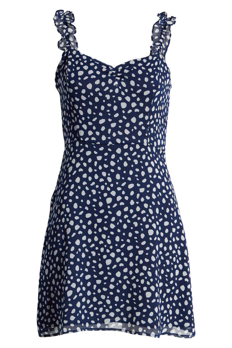 Stella Ruffle Strap Minidress, Alternate, color, NAVY/ WHITE SPOT
