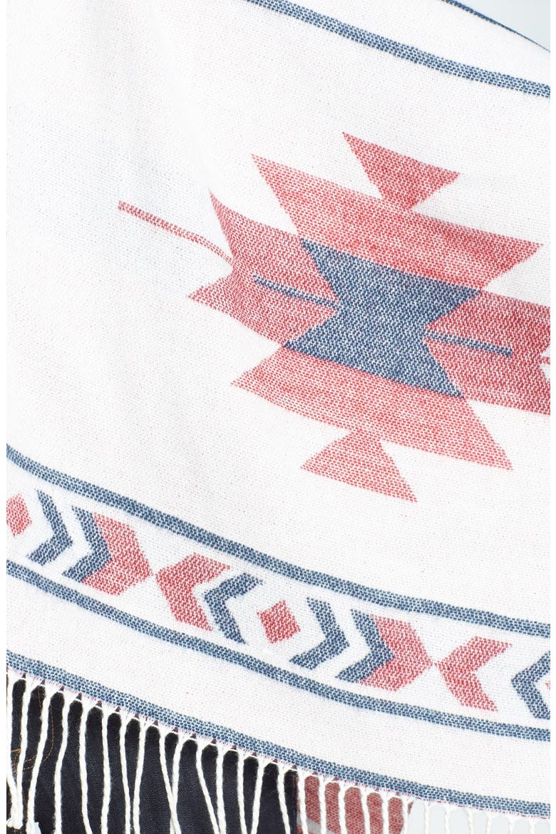 Print Tassel Trim Poncho, Alternate, color, SOUTHWESTERN