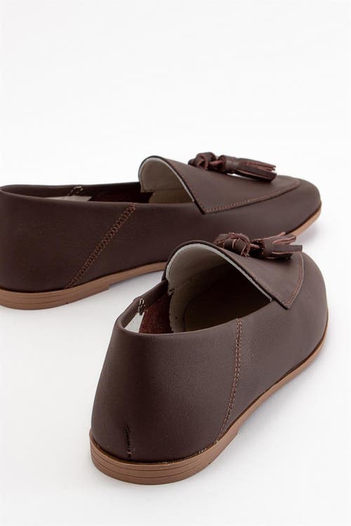 Forever & Always Shoes Mona Soft Leather Tassel Loafer In Brown Leather