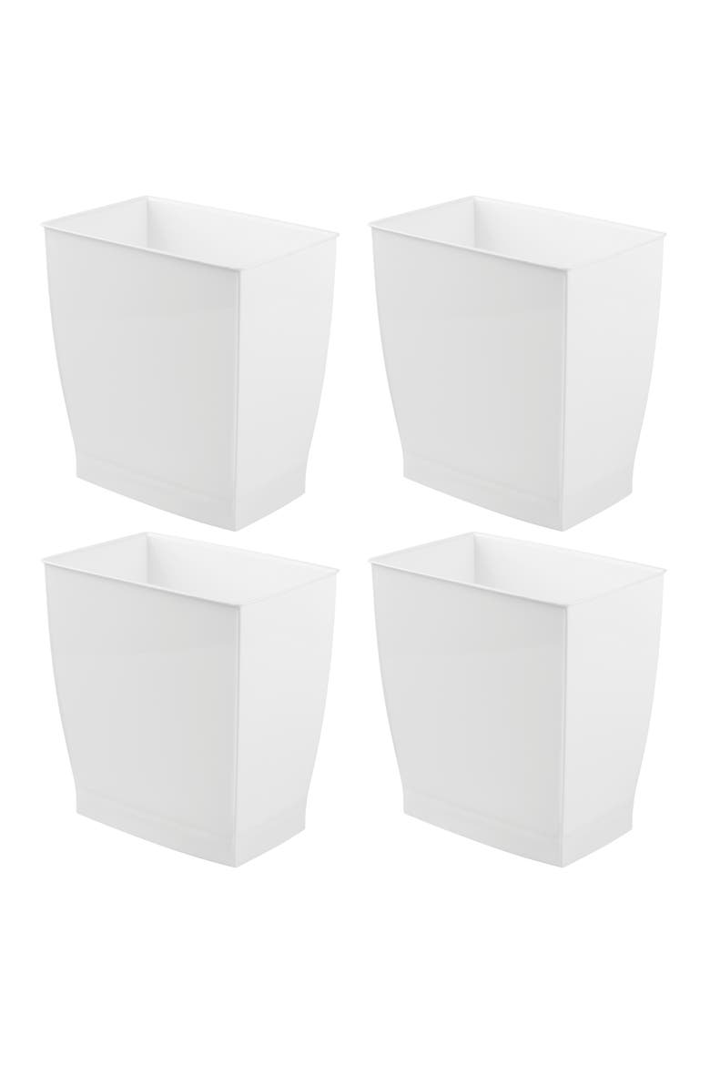 Rectangular Trash Can, 2.5 Gal. / 9.5 Liter, 4-Pack, White, Made in USA, Main, color, White