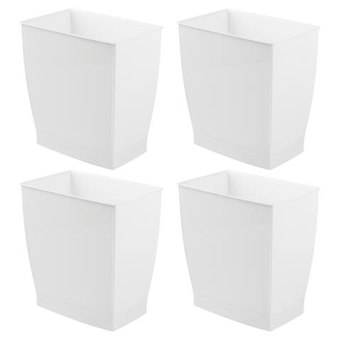 Rectangular Trash Can, 2.5 Gal. / 9.5 Liter, 4-Pack, White, Made in USA