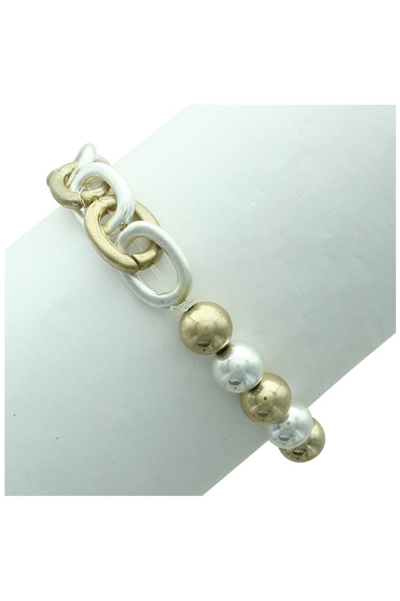 Callie Beaded Chain Link Bracelet, Alternate, color, WORN GOLD / SILVER