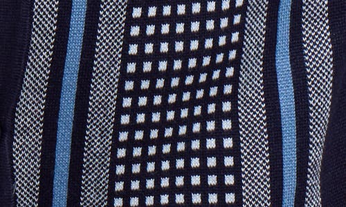 Spring + Mercer Stripe Short Sleeve Knit Button-up Shirt In Navy