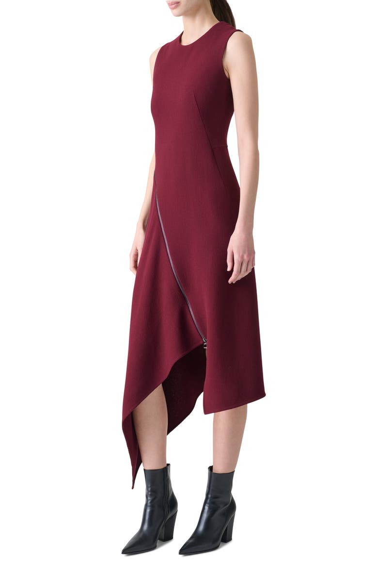 Asymmetric Sleeveless Wool Dress, Alternate, color, RUBY RED