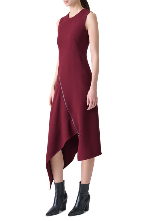 Akris Asymmetric Sleeveless Wool Dress In Burgundy