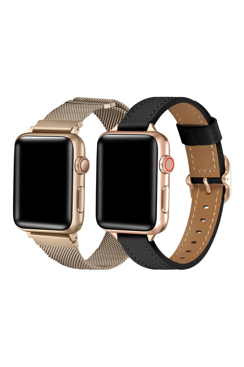 Assorted 2-Pack Apple Watch® Watchbands, Alternate, color, BLACK /GOLD