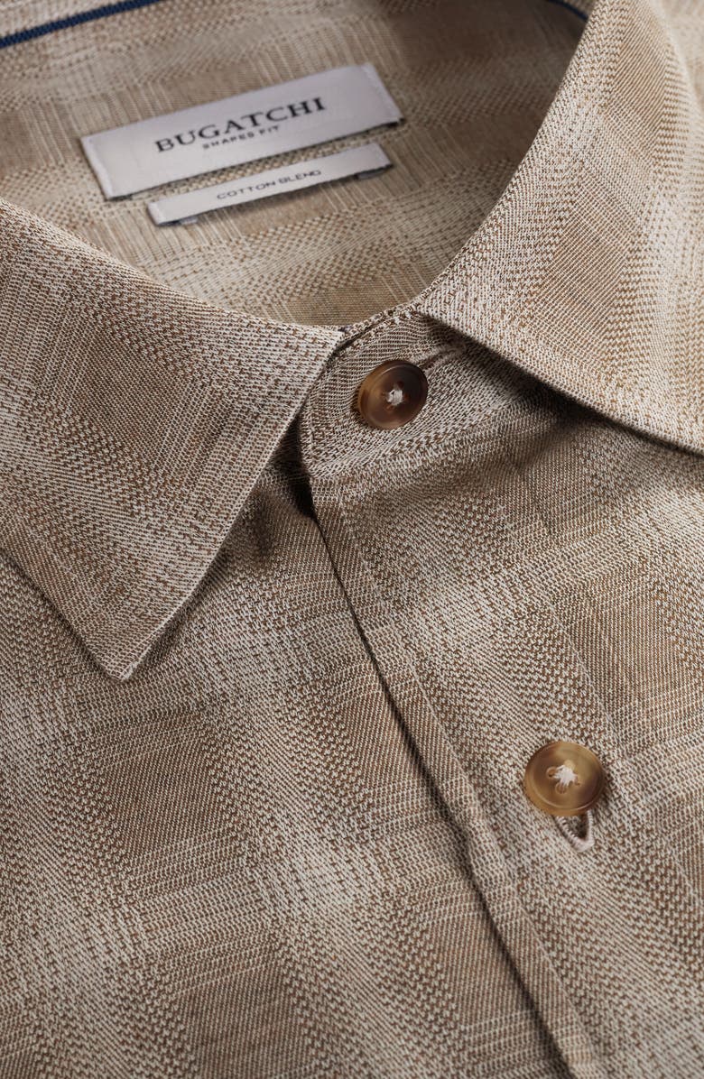 Bugatchi Julian Shaped Fit Plaid Button-Up Shirt, Alternate, color, Walnut