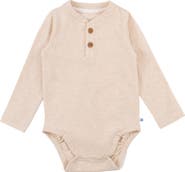 RuggedButts Baby Boys Knit Long Sleeve 2-Button Henley Bodysuit