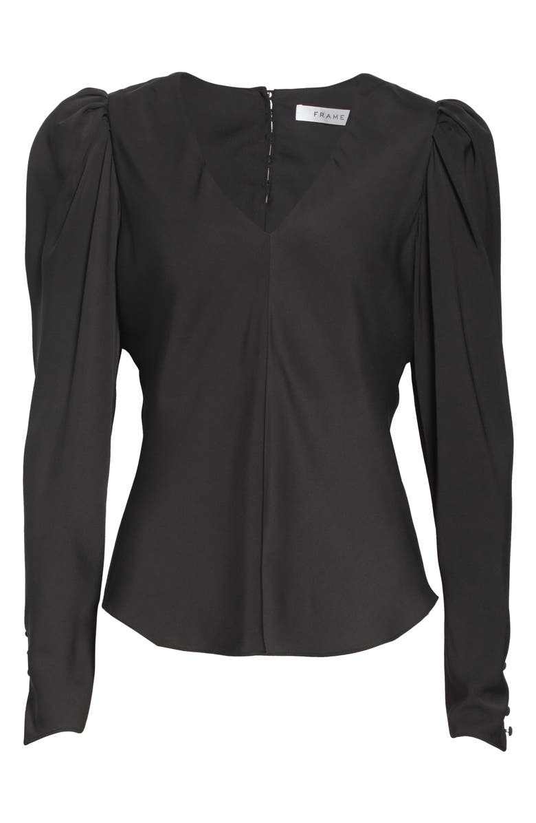 FRAME Shirred Silk Long Sleeve Blouse, Alternate, color, 