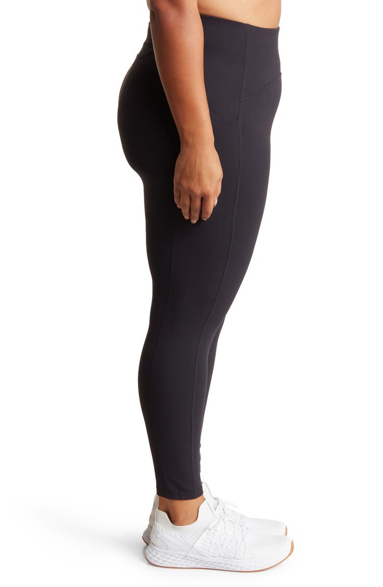 Zella Studio Luxe High Waist Pocket Leggings, Alternate, color, Black