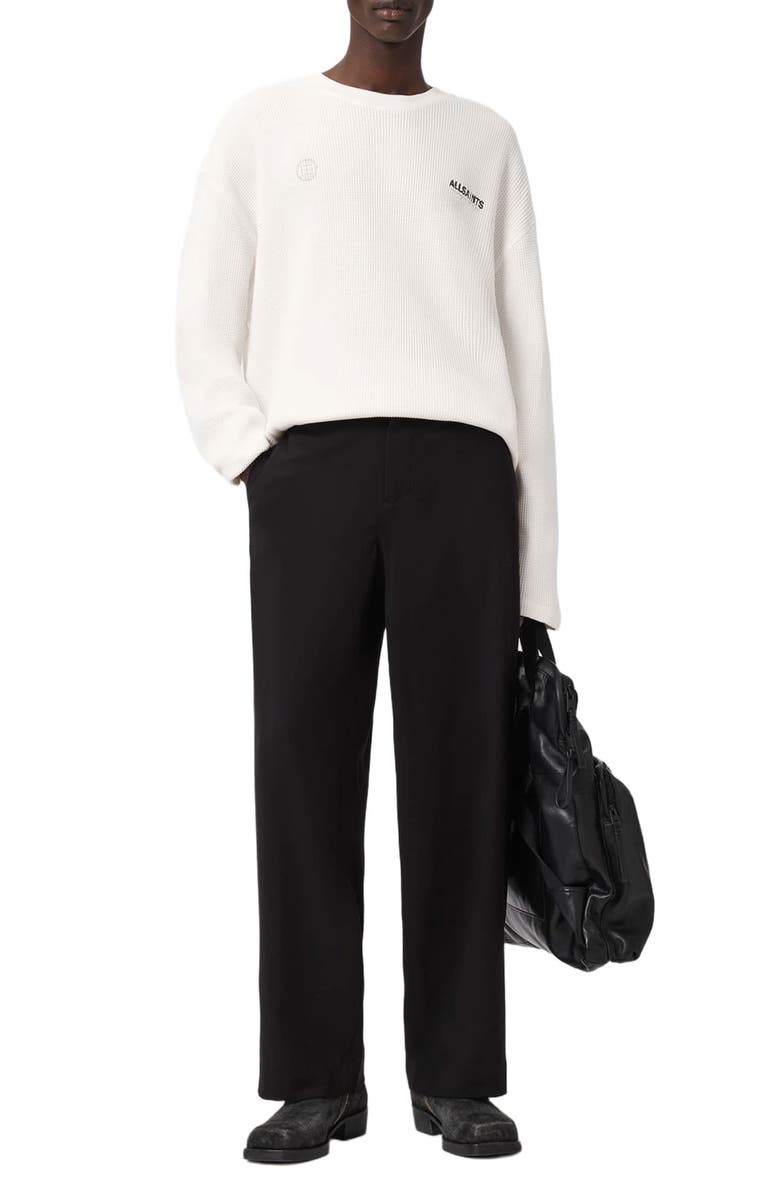 AllSaints Emblem Logo Waffle Stitch Graphic Sweatshirt, Alternate, color, Cottage White