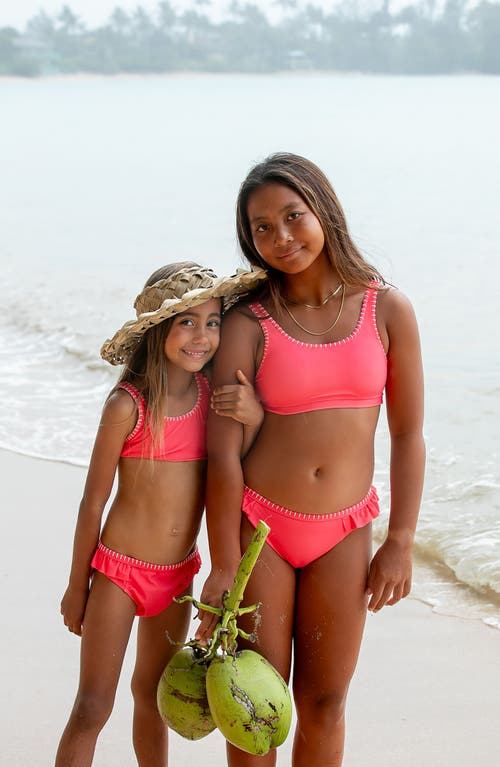 Feather 4 Arrow Kids' 4 The Frill Of It Two-piece Swimsuit In Hot Coral