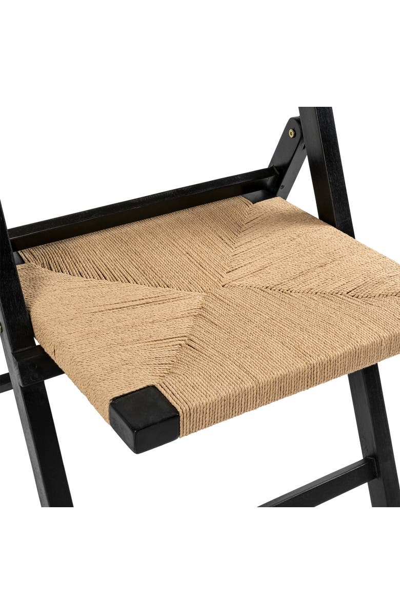 JONATHAN Y Kiawah Coastal Modern Woven Seagrass Teak Wood Folding Chair, Alternate, color, Black