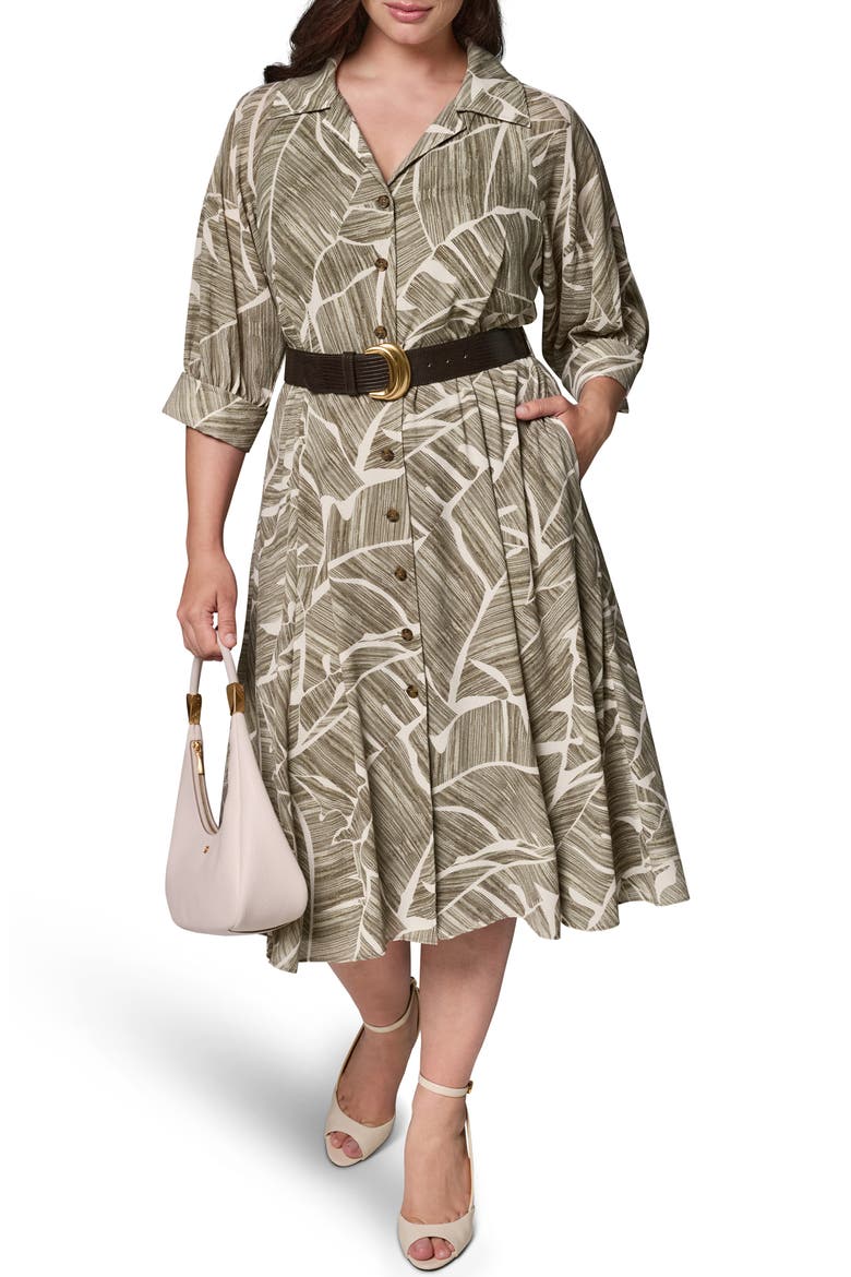Printed Shirtdress, Alternate, color, LT OLIVE M
