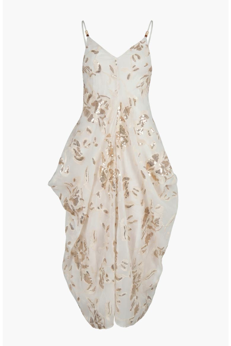 Embroidered Sequin Midi Dress, Alternate, color, Ivory / Gold