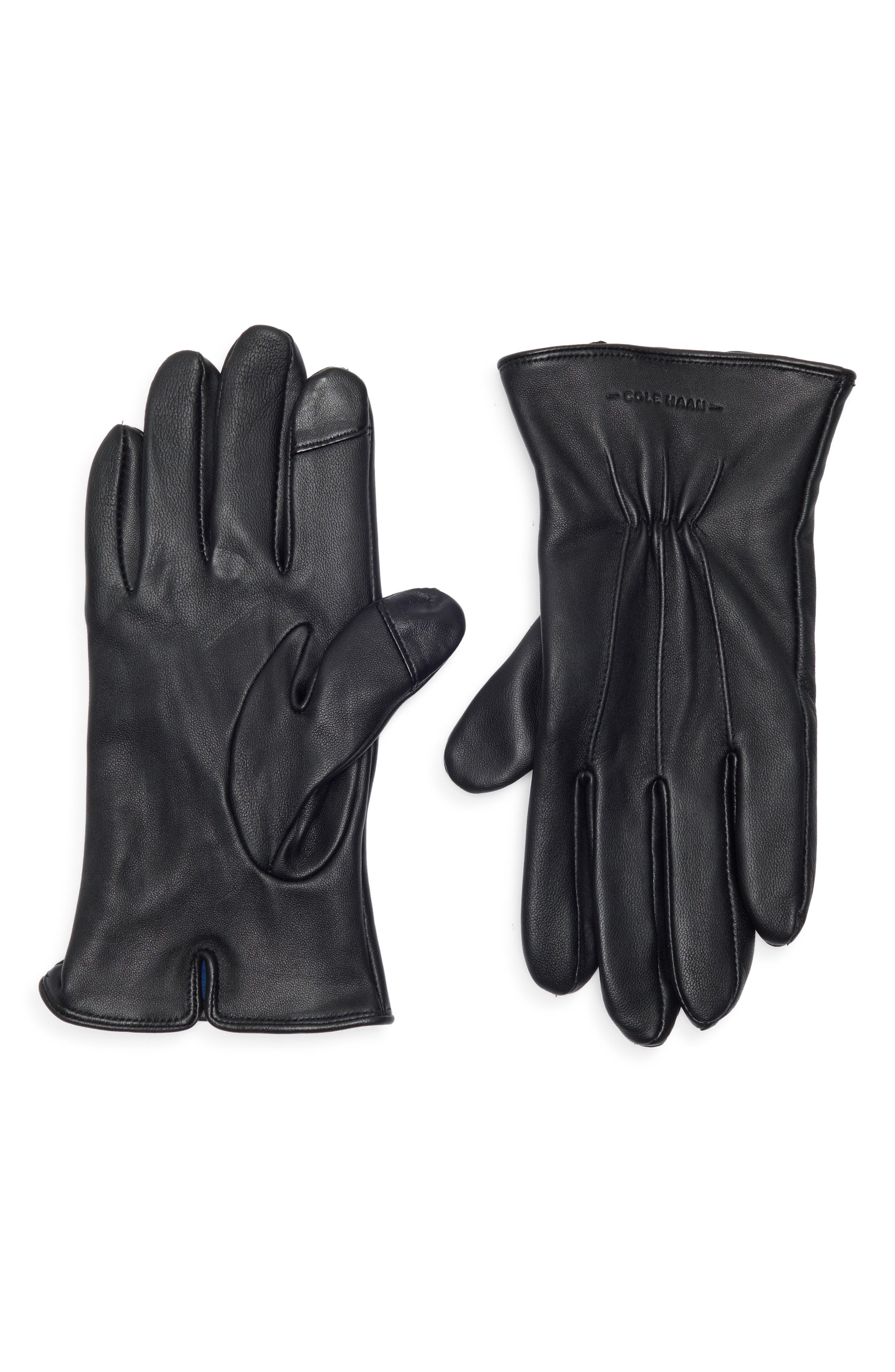 Cole Haan Leather Touchscreen Compatible Gloves