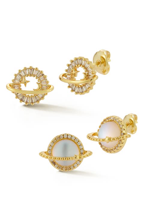 Set of 2 Planet Stud Earrings