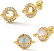 GLAZE JEWELRY Set of 2 Planet Stud Earrings
