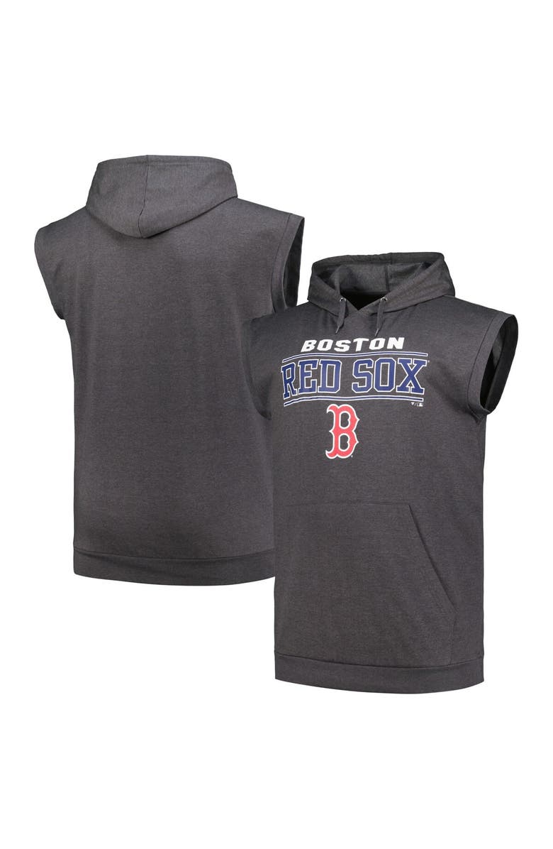 PROFILE Men's Profile Heather Charcoal Boston Red Sox Big & Tall Muscle Sleeveless Pullover Hoodie, Main, color, Heather Charcoal