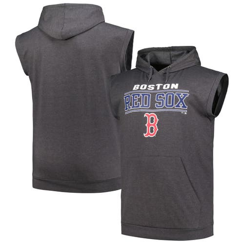 Profile Heather Charcoal Boston Red Sox Big & Tall Muscle Sleeveless Pullover Hoodie