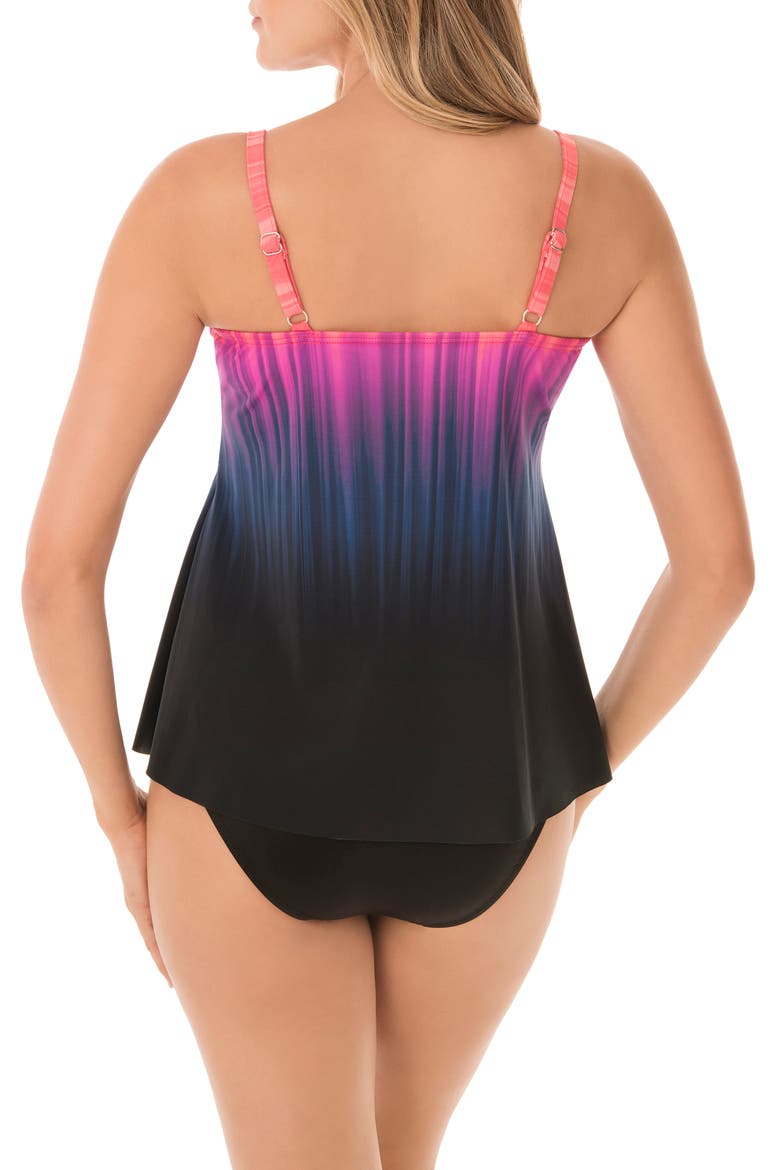 Belle Trois Sunrise Myrra Tie Dye Underwire Tankini Top, Alternate, color, BLACK/PINK