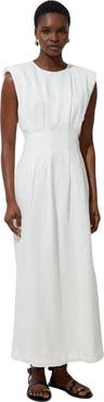 Karen Millen Linen Blend Pintuck Midi Dress