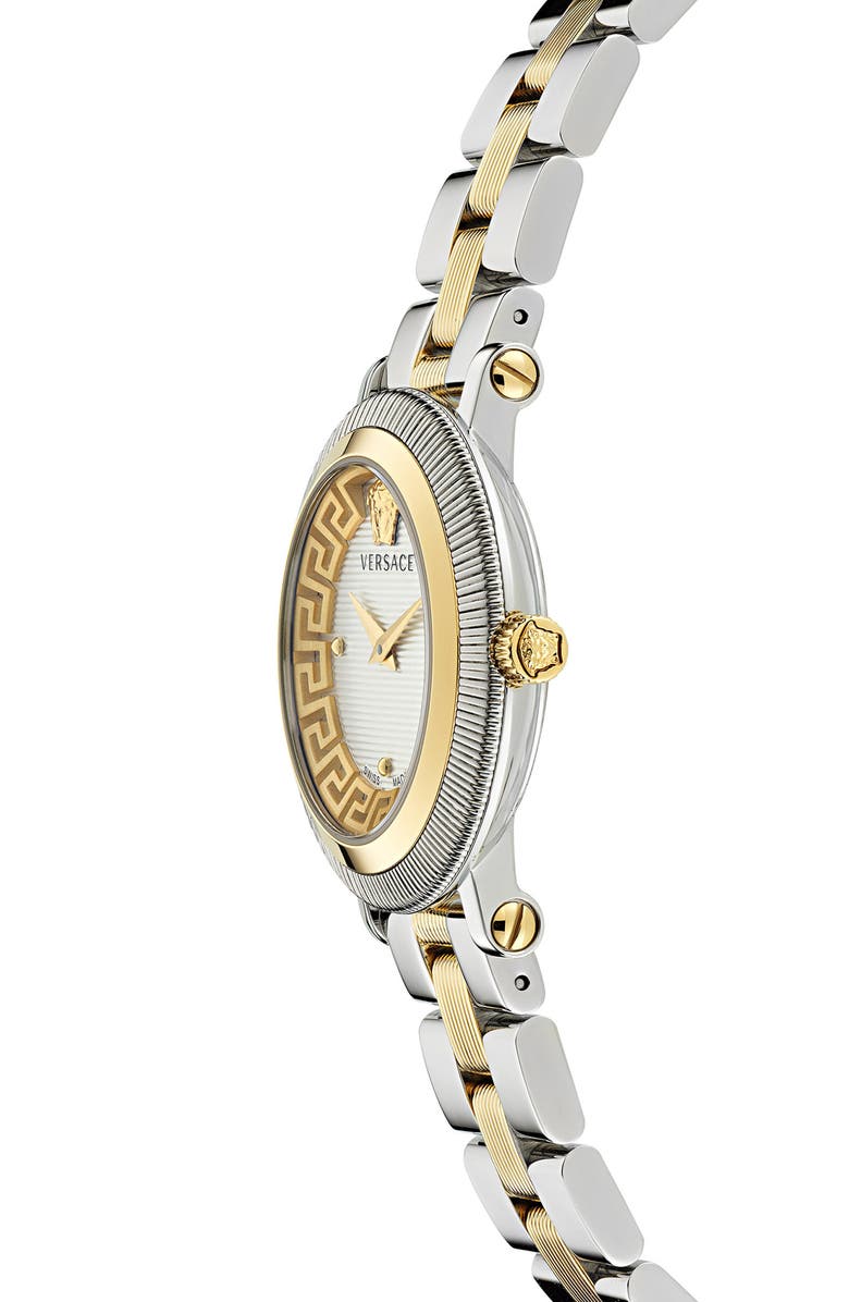 Versace Greca Flourish Bracelet Watch, 35mm, Alternate, color, Two Tone