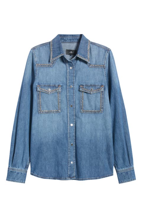 Studded Western Denim Shirt