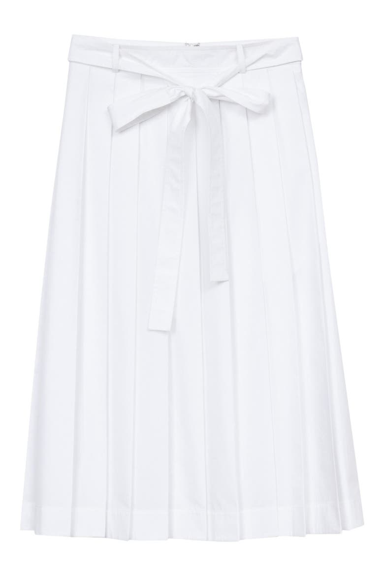 Knife Pleat Belted Midi Skirt, Alternate, color, WHITE