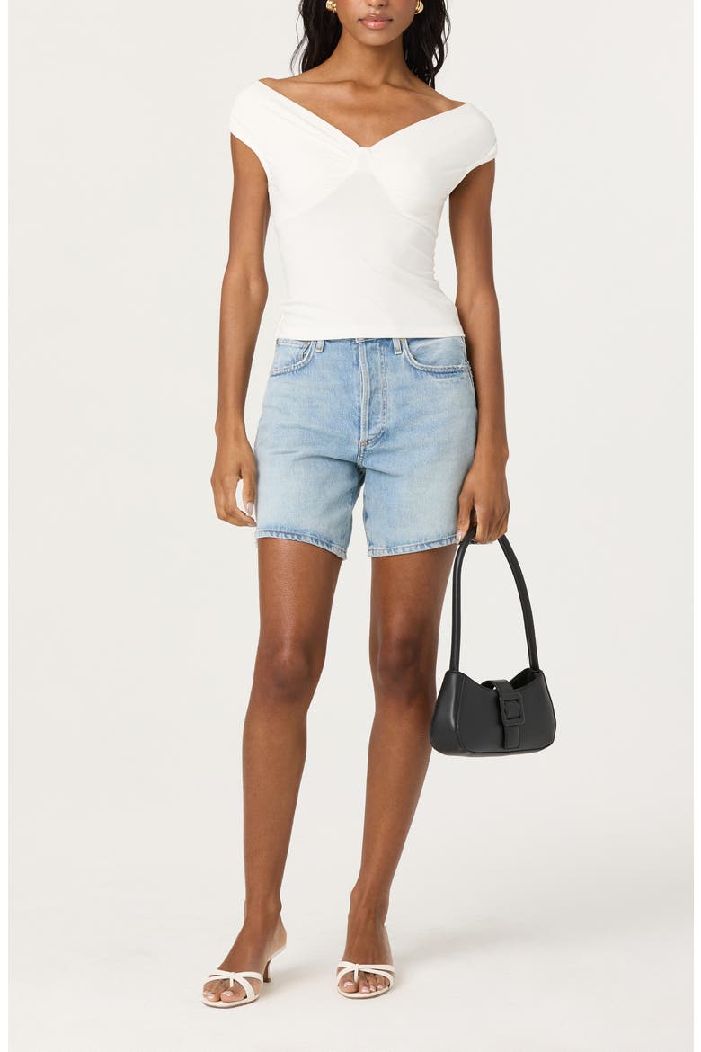 Ruched Off the Shoulder Top, Alternate, color, OFF WHITE