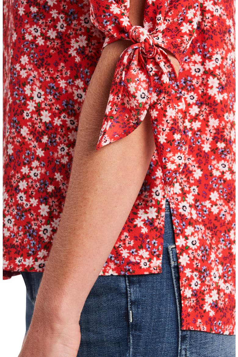 Marabella Ditsy Tie Sleeve Blouse, Alternate, color, LAVA RED
