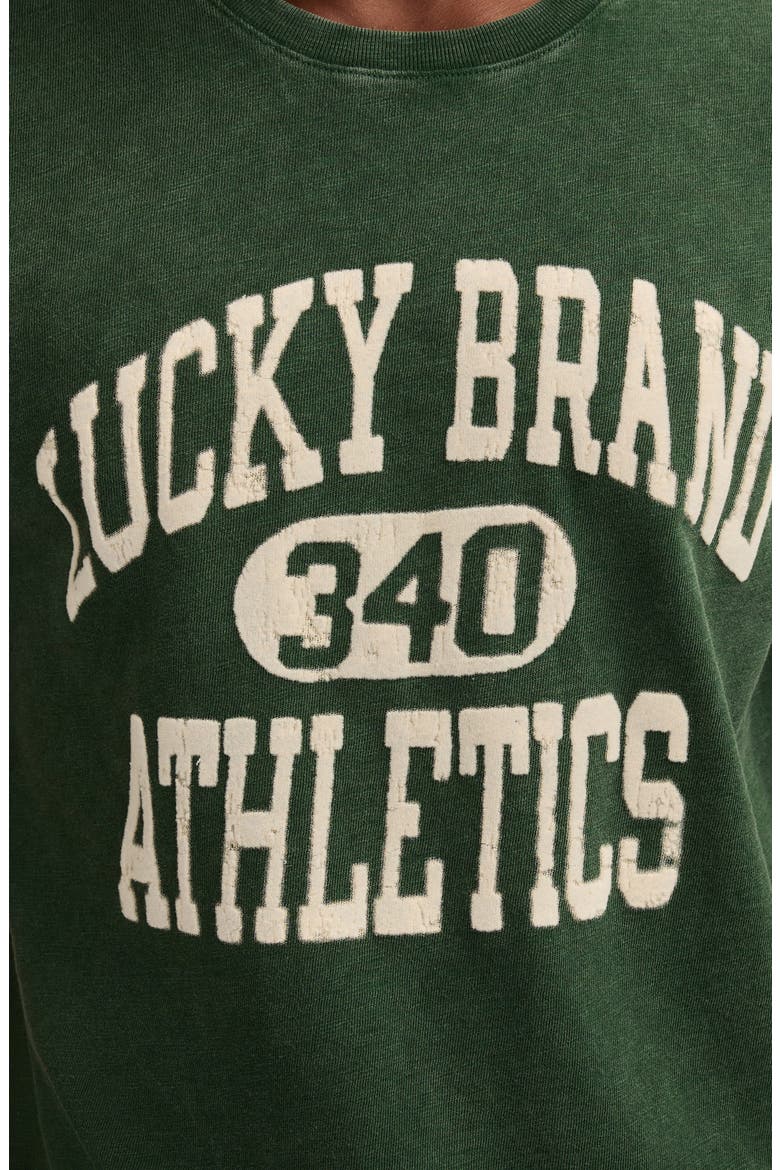 Athletics Flocked Logo Graphic T-Shirt, Alternate, color, DARK GREEN