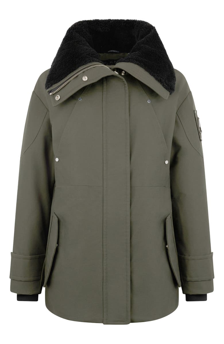 Moose Knuckles Aurora Water Repellent Genuine Shearling Lined 800 Fill Power Down Jacket, Alternate, color, Dark Olive W/ Black Shearling