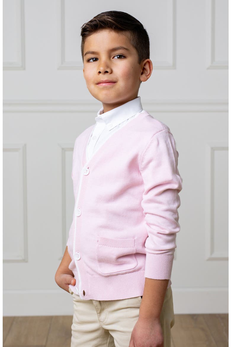 Boys' Organic Tipped Cardigan, Kids, Alternate, color, Pale Pink