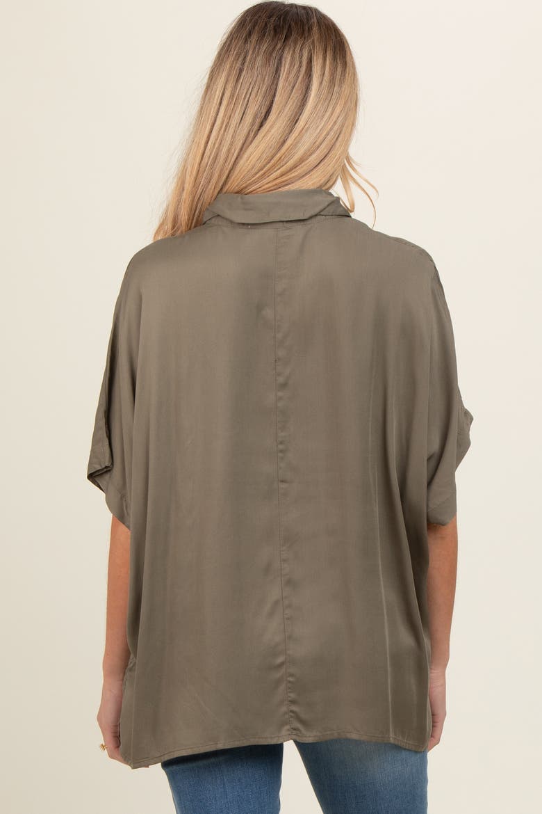 Dolman Sleeve Button Down Blouse, Alternate, color, Olive Green